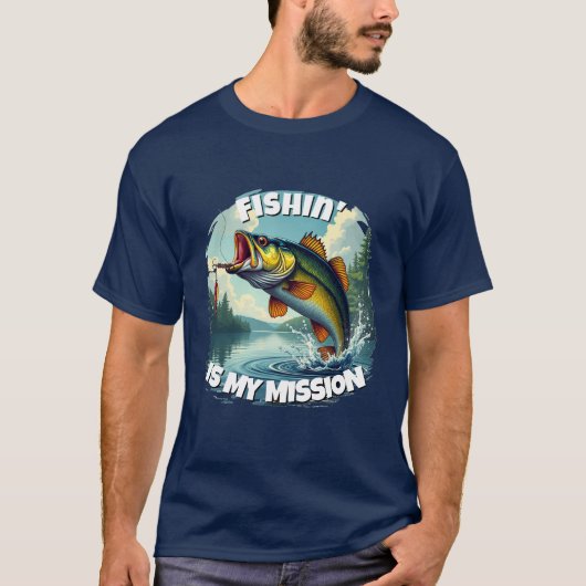 Fishin'Is My Mission Bass T-shirt pour hommes (Devant)