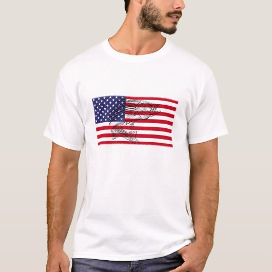 Fishmania Patriot Striper Tshirt (Voorkant)