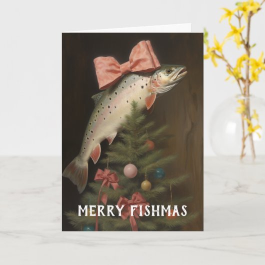 Fishmas Tree Christmas Kaart (Gele Bloem)