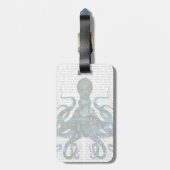 Fishy Blue Octopus Bagagelabel (Achterkant verticaal)