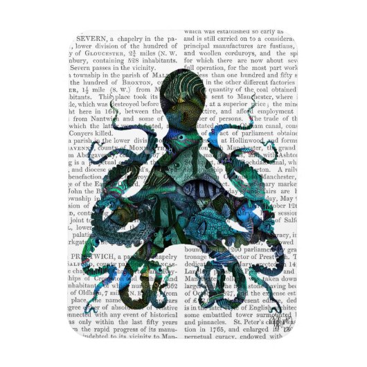 Fishy Blue Octopus Magneet (Verticaal)