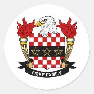 Fiske Family Crest Ronde Sticker
