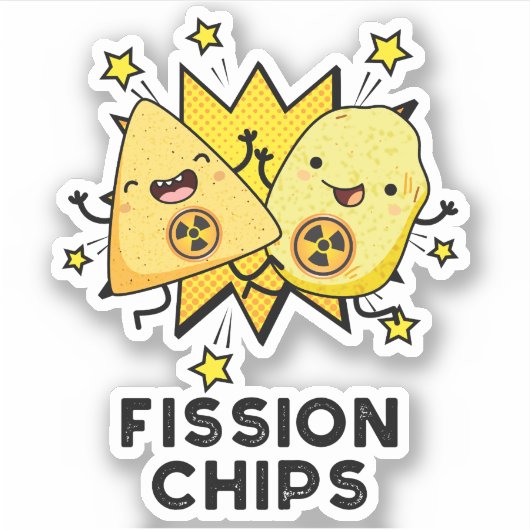 Fission Chips Grappige Natuurkunde Voedsel Pun Sticker (Voorkant)