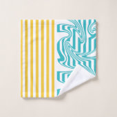 Fissures et torsades en Turquoise et Jaune (Gant de toilette)