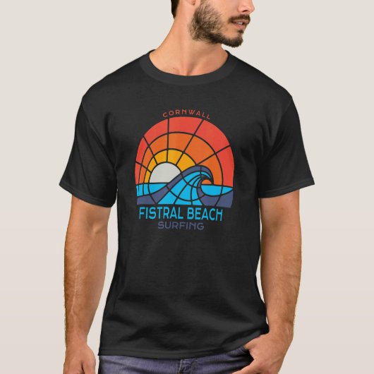 Fistral Beach Cornwall Surfing Beach T-shirt (Voorkant)