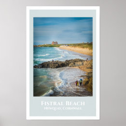 Fistral Beach, Newquay, Cornwall bij zonsondergang Poster
