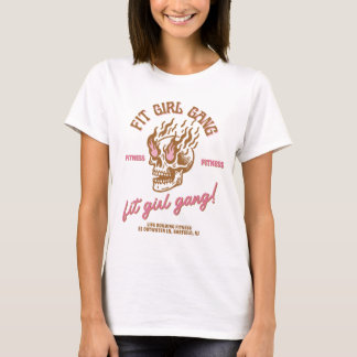 Fit Girl Gang - Schedel- Bruin en Roze t-shirt
