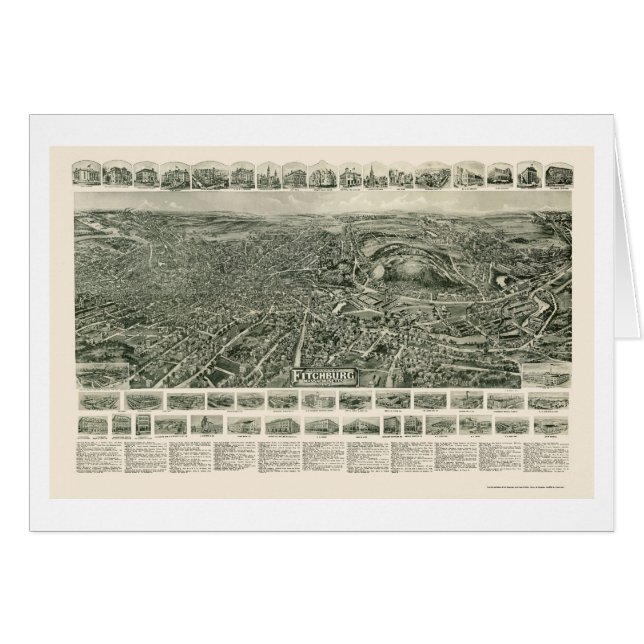 Fitchburg, MA Panoramic Map - 1915 (Voorkant Horizontaal)