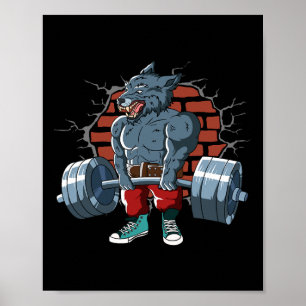 Fitness Alpha Wolf doet Deadlift training Poster