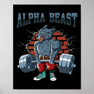 Fitness Alpha Wolf doet Deadlift training Poster