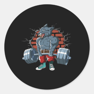 Fitness Alpha Wolf doet Deadlift training Ronde Sticker
