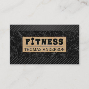 Fitness Barbell Logo Type Zwarte Koolstof Marm Visitekaartje