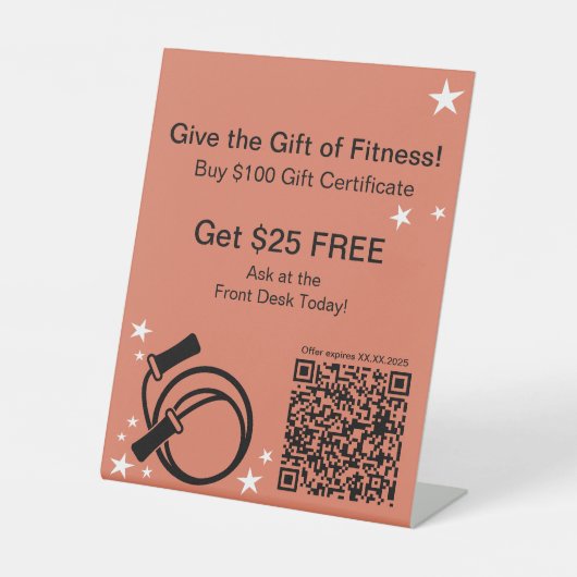 Fitness Beginner Kerstcadeau Certificaat Reclamebord Met Voetstuk (Voorkant)
