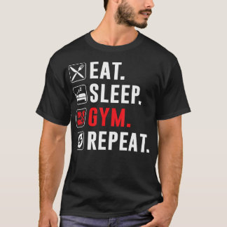 Fitness Bodybuilding Eet Slaap Gym Herhaal Grappig T-shirt