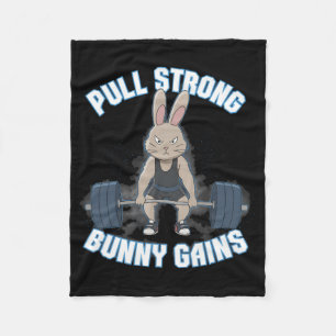 Fitness Bunny Bodybuilder Trek Sterke Bunny Gains Fleece Deken