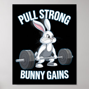 Fitness Bunny Bodybuilder Trek Sterke Bunny Gains Poster