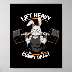Fitness Bunny Gym Titans Lift Zware Bunny Beast Fu Poster