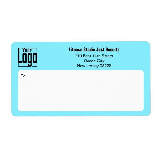 Fitness Business Logo Electric-Blue Black Shipping Etiket (Voorkant)
