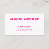 Fitness Carte de visite Danse rose (Dos)