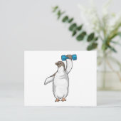 Fitness Dumbbell voor Pinguïns Briefkaart (Staand voorkant)