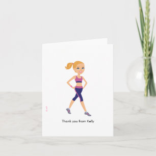 Fitness Girl Cartoon Bedankkaart