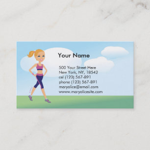 Fitness Girl Cartoon Visitekaartje
