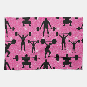 Fitness - gym sport roze glitter theedoek