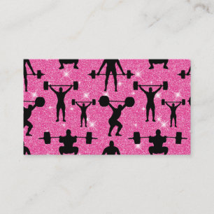 Fitness - gym sport roze glitter visitekaartje