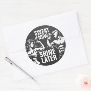 Fitness Gym Workout Bodybuilding Motivatie Ronde Sticker