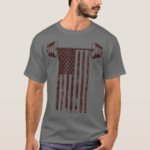 Fitness Gym Workout Motivation American Flag Barbe T-shirt