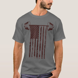 Fitness Gym Workout Motivation American Flag Barbe T-shirt