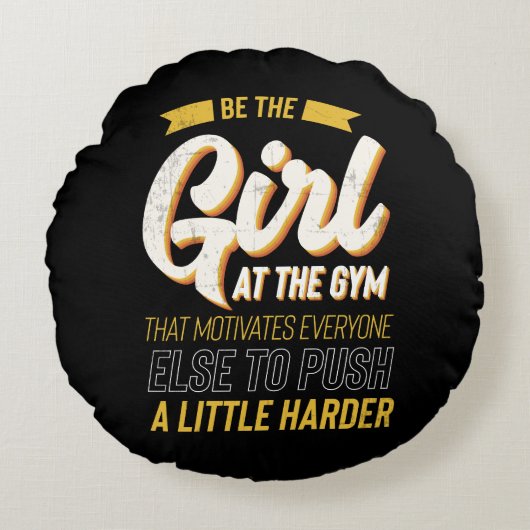 Fitness Gym Workout Motivation Womens Rond Kussen (Voorkant)