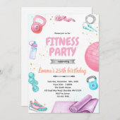 Fitness gymnastic party theme invitation (Devant / Derrière)