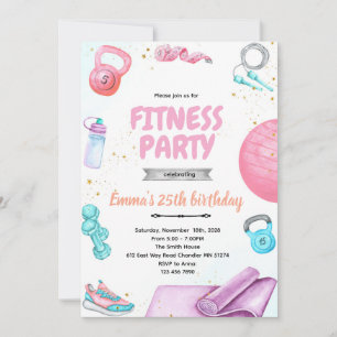 Fitness gymnastiek feestthema uitnodiging