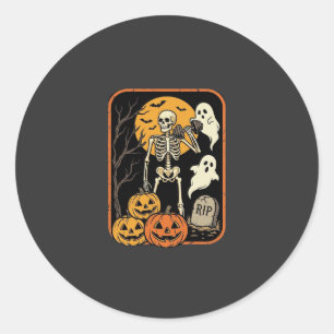 Fitness Halloween Skelet Geest Pompoen Workout D Ronde Sticker