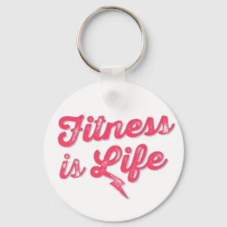 Fitness is Life Hot Pink Fitness Motivatie Sleutelhanger