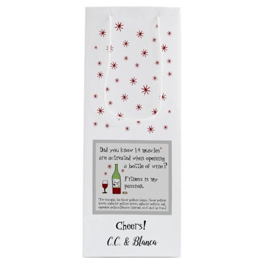 Fitness is mijn passie grappige wijn citaat wijn cadeautas (Voorkant)