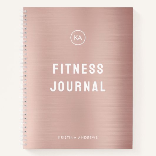 Fitness Journal Rose Rose Or Monogramme (Devant)
