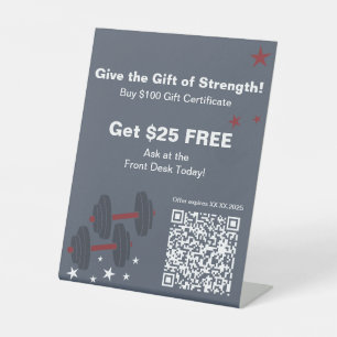 Fitness kerstcadeau van sterkte certificaat reclamebord met voetstuk