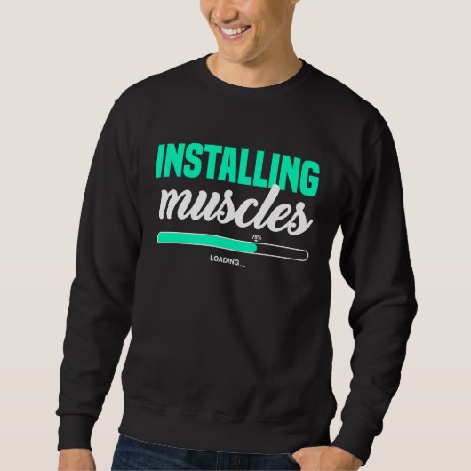Fitness Meme Installing Muscles Please Wait Bodybu Trui (Voorkant)