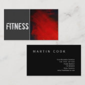 Fitness moderne Gris Rouge Abstrait Carte de visit (Devant / Derrière)