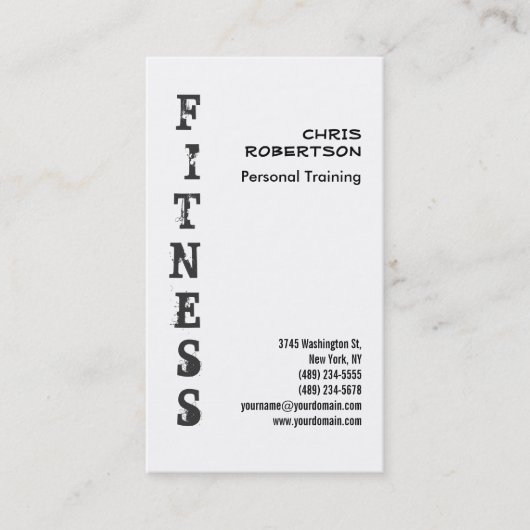 Fitness Personal Trainer Black White Carte de visi (Devant)