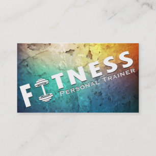 Fitness Personal Trainer Bold Text Dumbbell Logo Visitekaartje