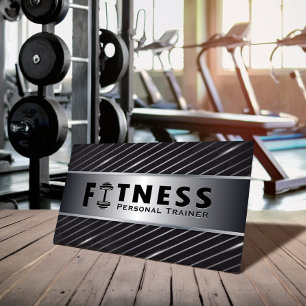 Fitness Personal Trainer Bold Text Dumbbell Logo Visitekaartje
