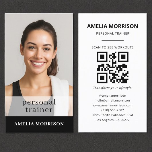 Fitness Personal Trainer QR Code Foto Visitekaartje