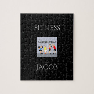 Fitness puzzel in zwart met aangepaste naam.