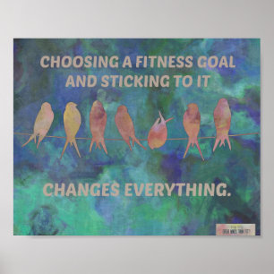 Fitness Quote: Vogels en Blues Poster