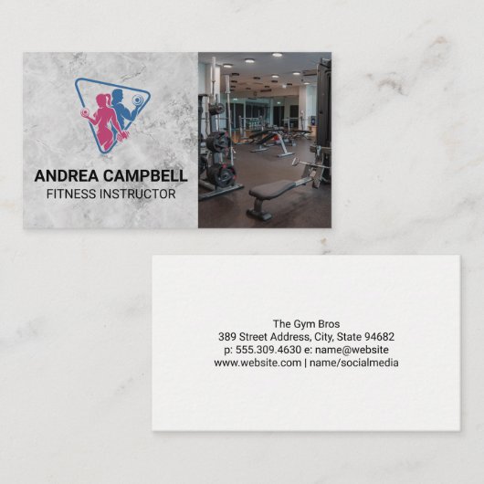 Fitness Trainer Logo | Fitnessapparatuur Visitekaartje (Voorkant / Achterkant)