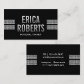 Fitness Trainer Modern Silver Sequins Stripes Dark Visitekaartje (Voorkant / Achterkant)