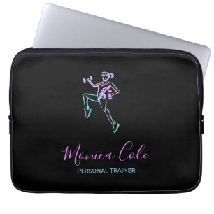 Fitness trainer silhouette zwart laptop sleeve